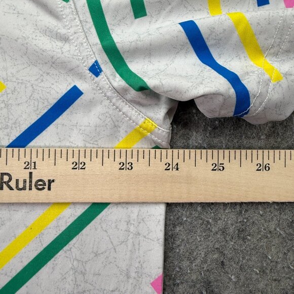 Chubbies Performance Polo Shirt Men L White Green Pink Blue Striped Stretch - Picture 10 of 13